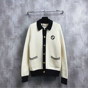 Authentic Gucci Ivory and Black Knit Jacket